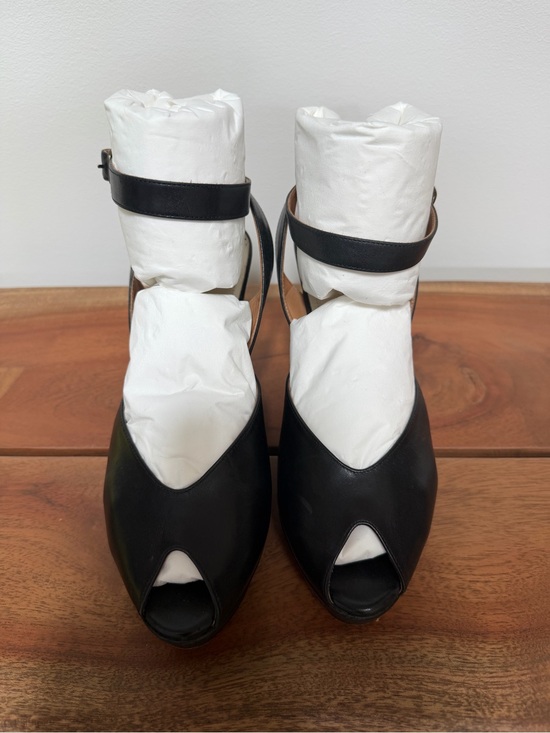 Maison Martin Margiela Shoes - Maison Martin Margiela Black Leather Platform Slingback Heels